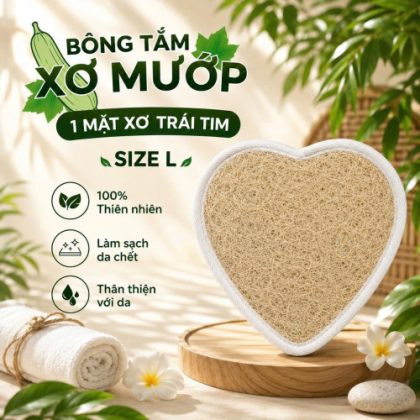 BÔNG TẮM XƠ MƯỚP 1 MẶT XƠ  TRÁI TIM SIZE L - VIP553