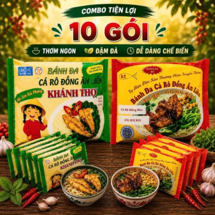 Combo 10 Bánh đa cá rô đồng ăn liền Khánh Thọ 120g (đỏ)