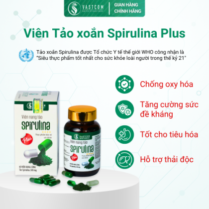 Thực phẩm bảo vệ sức khoẻ  VIÊN NANG TẢO SPIRULINA 60 Viên - VIP553