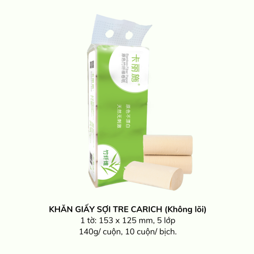 KHĂN GIẤY SỢI TRE CARICH (KHÔNG LÕI)  
