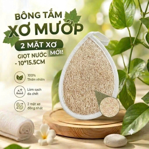 BÔNG TẮM XƠ MƯỚP 2 MẶT XƠ GIỌT NƯỚC 