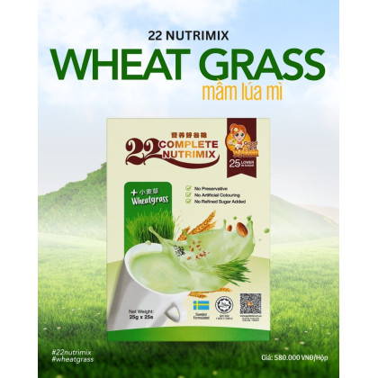 Bột ngũ cốc dinh dưỡng 22 Complete Nutrimix - Wheat Grass (Mầm lúa mì) - Hộp Giấy 625g