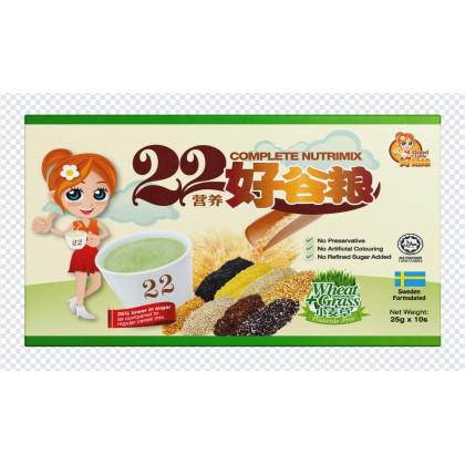 Bột ngũ cốc dinh dưỡng 22 Complete Nutrimix - Wheat Grass (Mầm lúa mì) - Hộp Giấy 250g