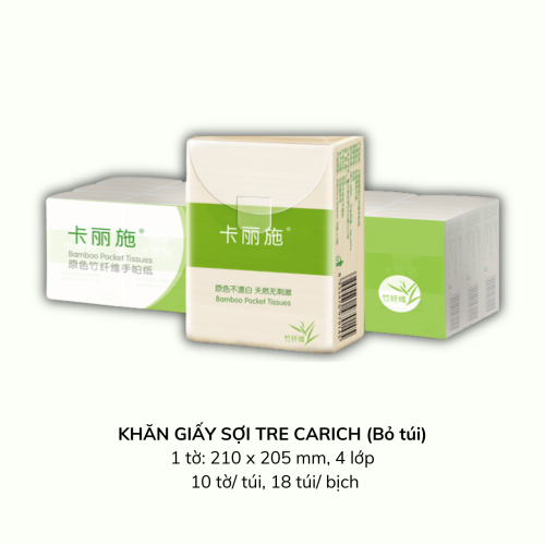 KHĂN GIẤY SỢI TRE CARICH (BỎ TÚI) 