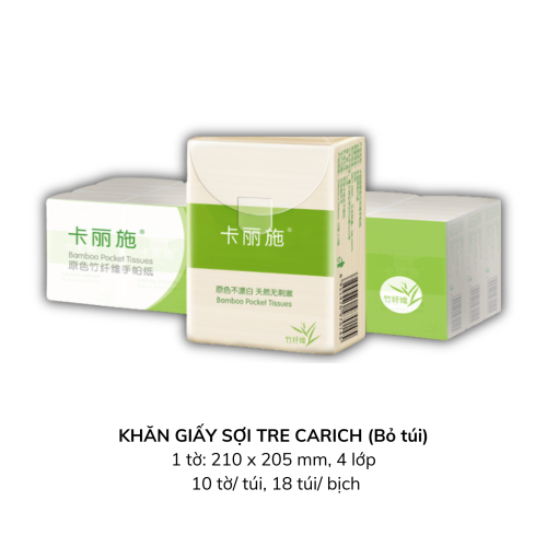 KHĂN GIẤY SỢI TRE CARICH (BỎ TÚI) 
