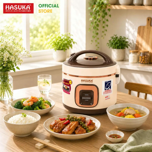 Nồi cơm điện 1,8 lít Hasuka HSK-868 Plus (Cafe sữa - 900W - 1,8L)