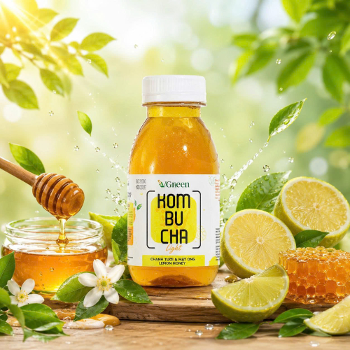 VKombucha Light 250ml vị  Chanh  tươi mật Ong 