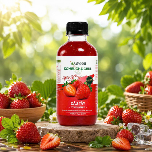 Vkombucha Chill  250ml Dâu Tây 