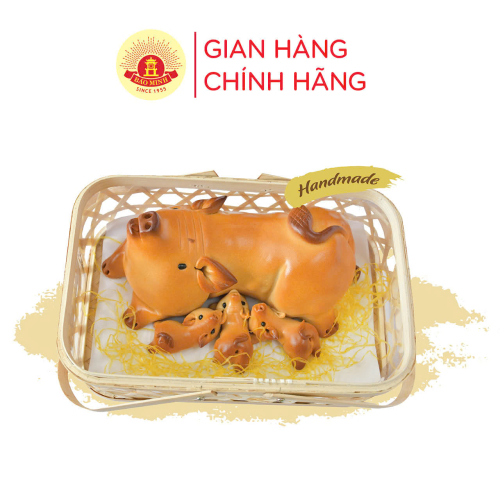 HỘP BÁNH HEO MẪU TỬ 1500g ( Heo nặn - giỏ tre ) Đậu Xanh 