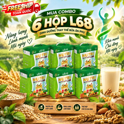 [ COMBO 6 HỘP ] Thực phẩm bổ sung: Dinh dưỡng thay thế bữa ăn phụ Ultra Nutri L68 (Hộp 15 gói)