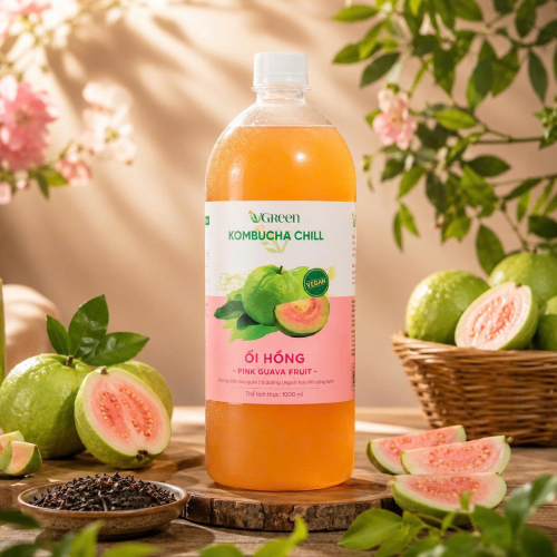 Vkombucha Chill 1000ml vị  ổi Hồng