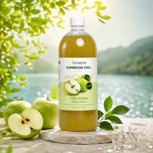Vkombucha Chill  1000ml Táo Xanh 