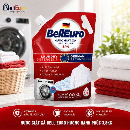 Nước Giặt Xả Bell Euro Hương Hạnh Phúc 3,8kg