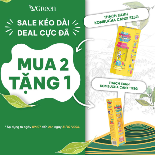 [ Mua 2 Tặng 1 ] Thạch xanh Kombucha Hasu Canxi 525gr