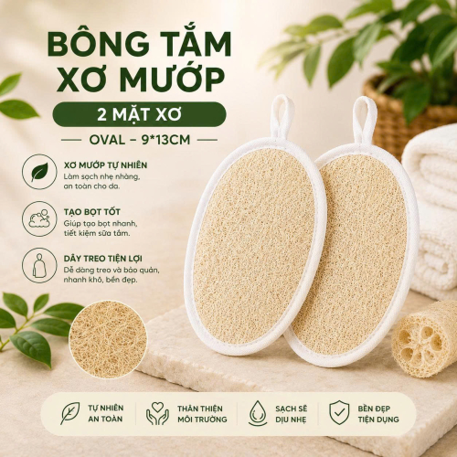 BÔNG TẮM XƠ MƯỚP 2 MẶT XƠ 