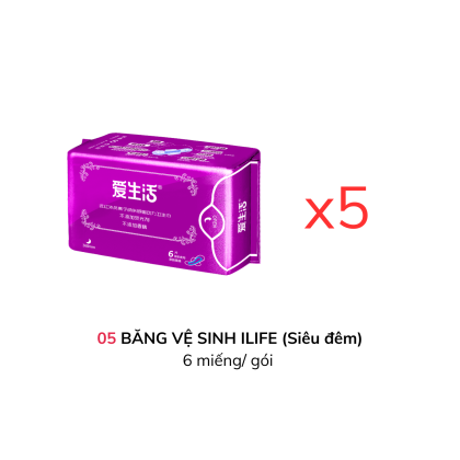 COMBO 5 BĂNG VỆ SINH ILIFE (Siêu Ban Đêm)