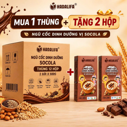 Thùng (12 hộp) Ngũ Cốc Dinh Dưỡng vi socola ( dành cho trẻ em ) 