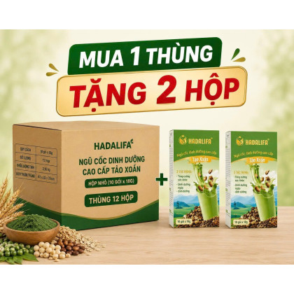 Thùng (12 hộp) Ngũ Cốc Dinh Dưỡng Cao Cấp Tảo Xoắn  180g