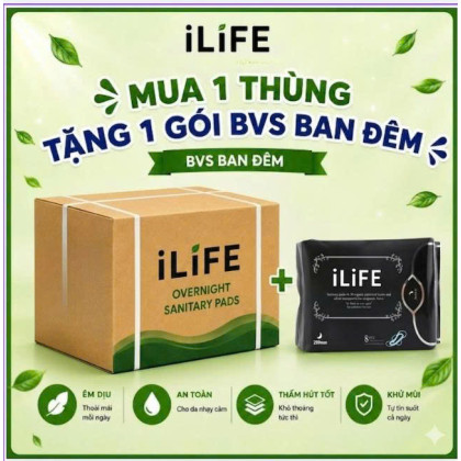 1Thùng ( 100 gói ) BĂNG VỆ SINH ILIFE (Ban đêm)