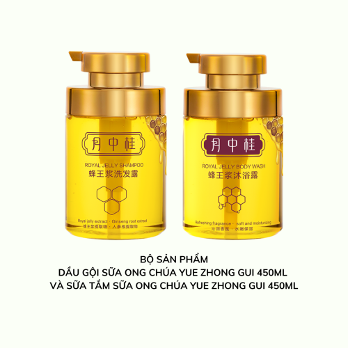BỘ SẢN PHẨM DẦU GỘI + SỮA TẮM SỮA ONG CHÚA YUE ZHONG GUI 450ML