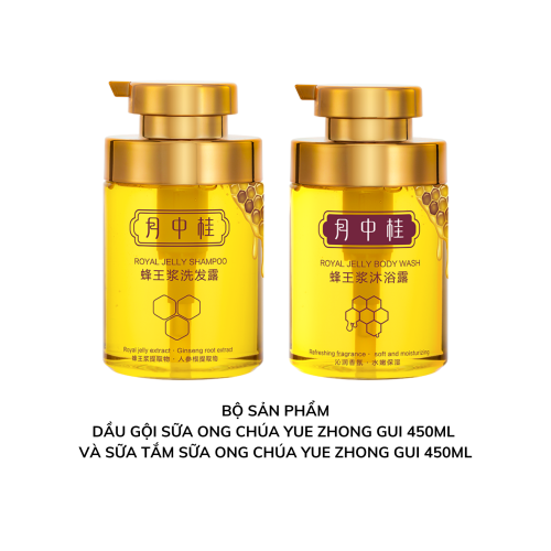 BỘ SẢN PHẨM DẦU GỘI + SỮA TẮM SỮA ONG CHÚA YUE ZHONG GUI 450ML