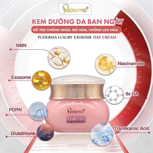 Kem dưỡng da ban ngày PUDERMA luxury exosome day cream	Hộp 1 hũ	50g