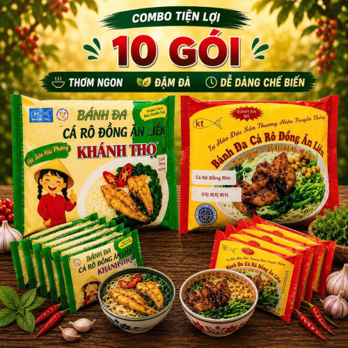 Combo 10 Bánh đa cá rô đồng ăn liền Khánh Thọ 120g (đỏ)