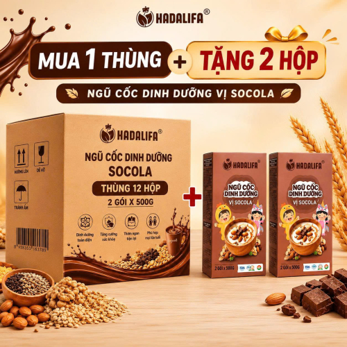 Thùng (12 hộp) Ngũ Cốc Dinh Dưỡng vi socola ( dành cho trẻ em ) 