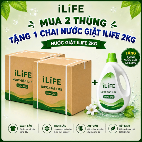 2 Thùng (16 chai )  NƯỚC GIẶT ĐA NĂNG ILIFE 2kg