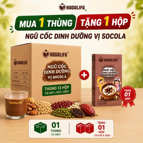 Thùng (12 hộp) Ngũ Cốc Dinh Dưỡng vi socola ( dành cho trẻ em ) 
