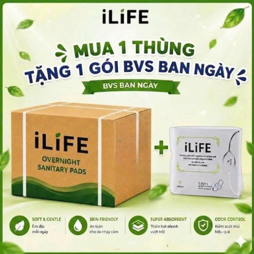 1 Thùng ( 100 gói ) BĂNG VỆ SINH ILIFE (Ban ngày)