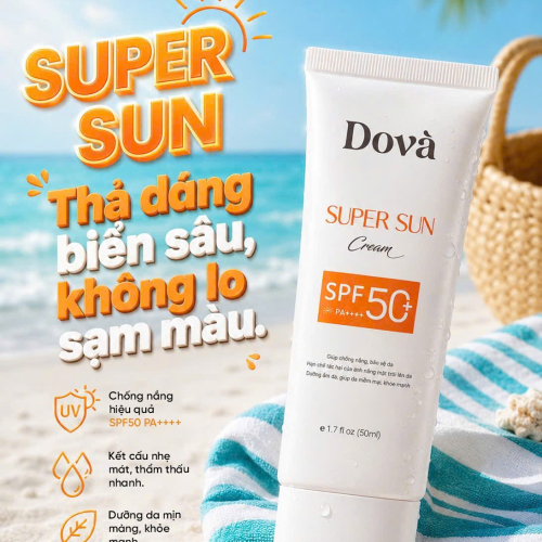 Kem chống nắng supersun Dovà – LÁ CHẮN BẢO VỆ  CHO LÀN DA  CHO MÙA NẮNG GẮT